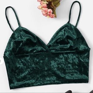 Green velvet crop tank
